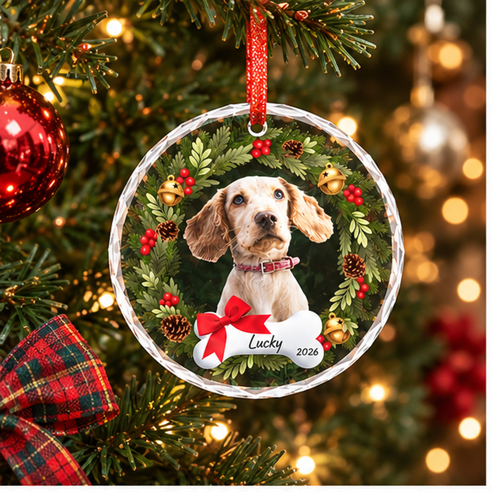 Portrait Photo Custom Round Glass Ornament