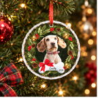 Portrait Photo Custom Round Glass Ornament