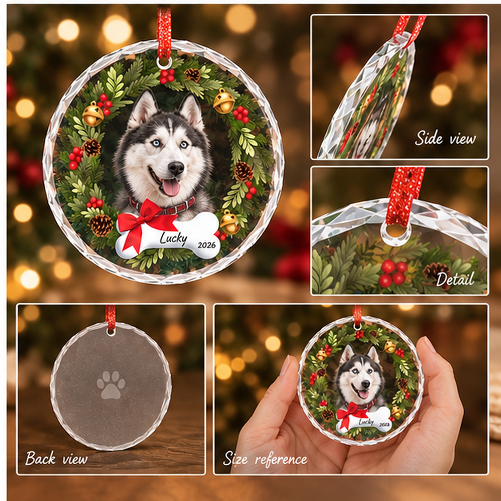 Portrait Photo Custom Round Glass Ornament