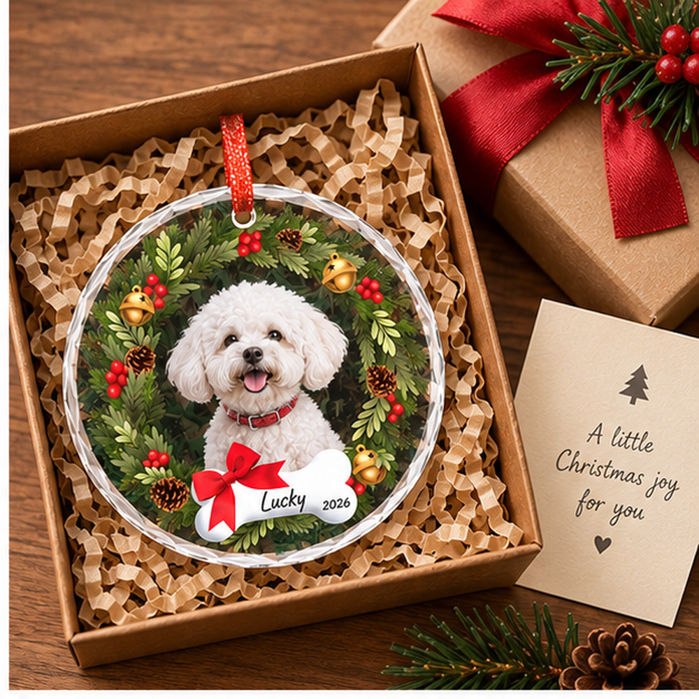 Portrait Photo Custom Round Glass Ornament