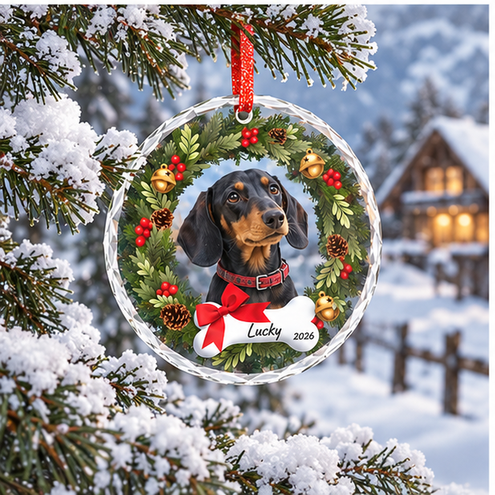 Portrait Photo Custom Round Glass Ornament